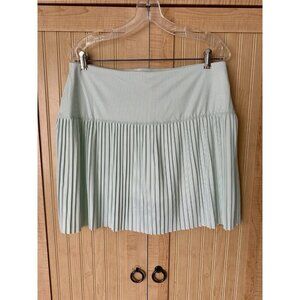 Lucky in Love Women's Large Golf-Tennis Skirt Skort Green White Striped Pleated